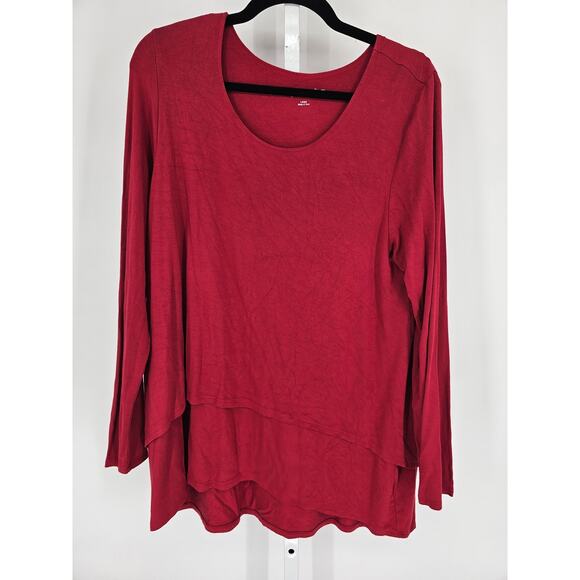 Soft Surroundings Perfect Layers Top Womens Large Red Relaxed Fit Stretch Casual - Picture 1 of 4
